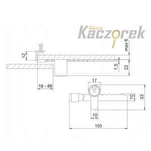 Zamek meblowy 006 - ZG02 - gablotowy zaczepowy niklowany